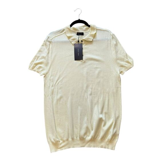 Zara Vintage Lighweight Pale Yellow Knit Polo Shirt - Picture 2 of 10